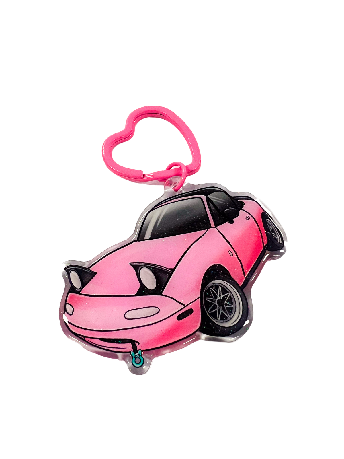 Kawaii Pink Miata - Keyring Glitter